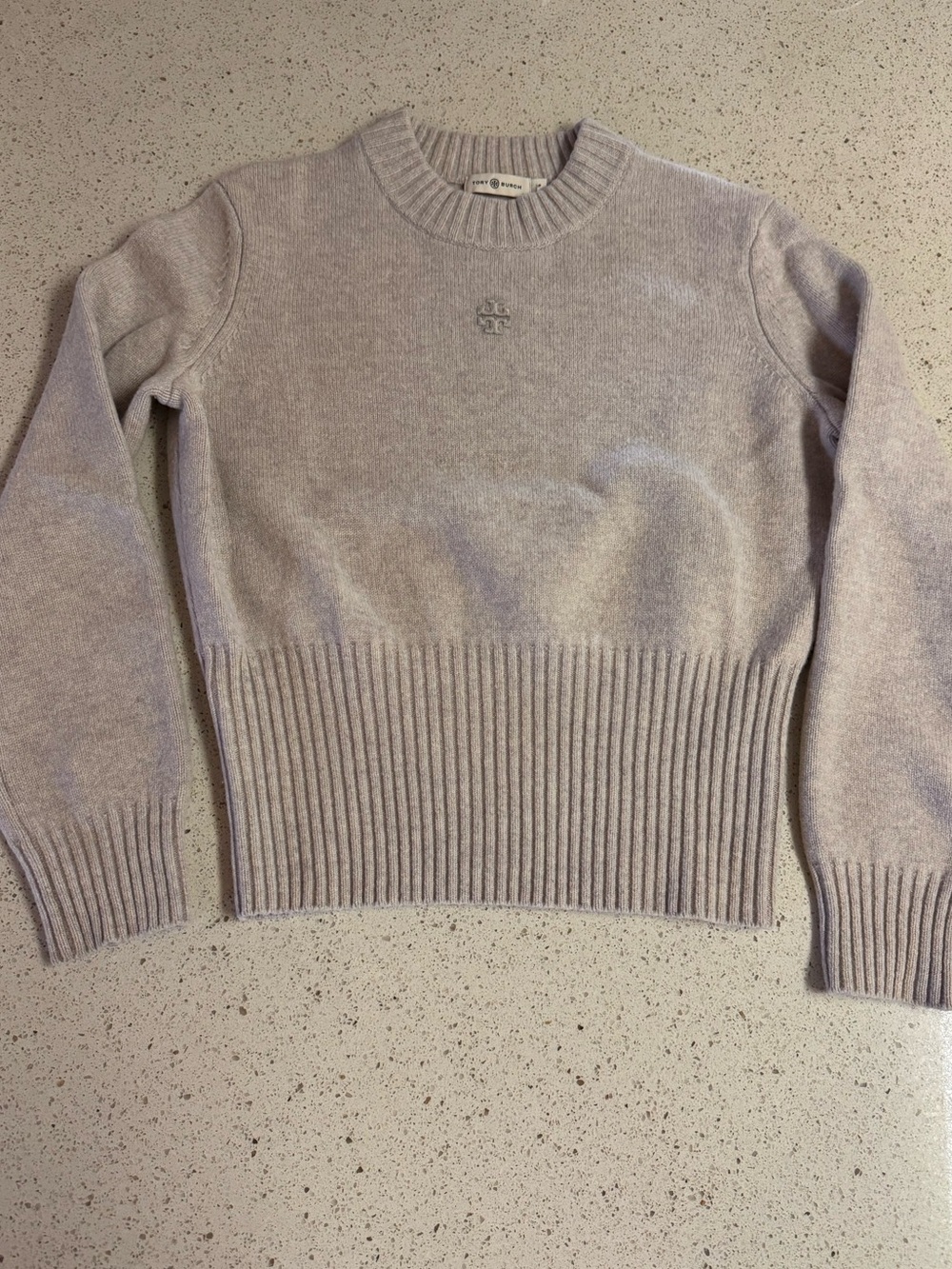 Tory Burch T-Logo Ribbed 100% Wool Sweater - Pre-Owned
